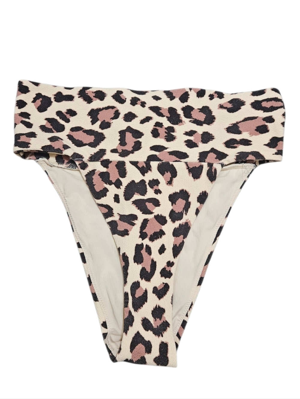 Aerie Cream & Black Leopard High-Cut Cheeky Bikini Bottoms NEW